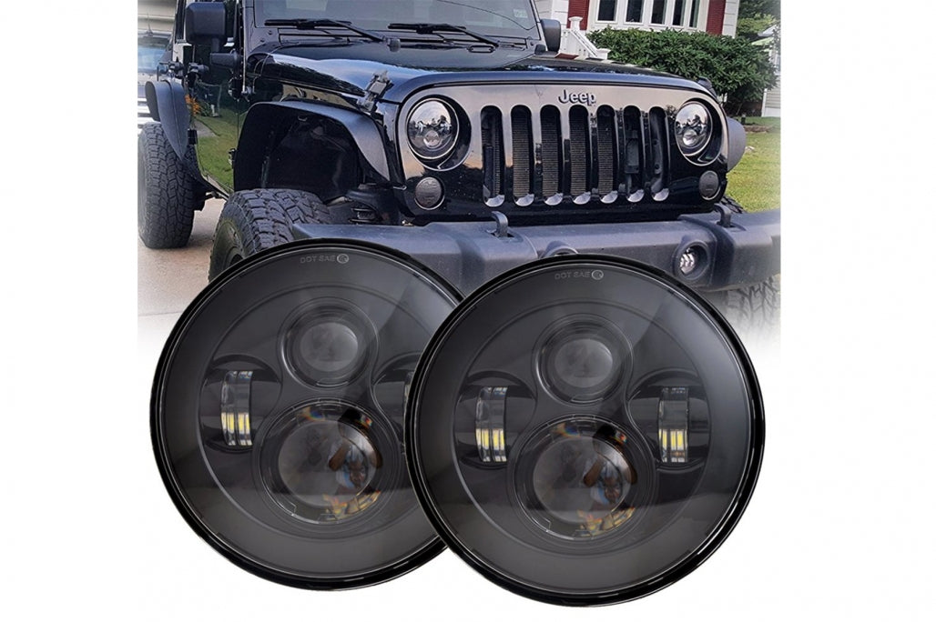 7 Inch CREE LED Headlights for Jeep Wrangler JK TJ LJ, Land Rover Defender, Mercedes W463 Black