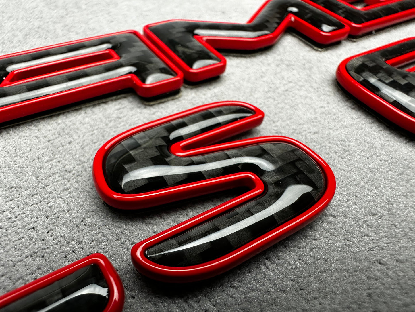 AMG CLS 63 red metal with carbon emblem badge for Mercedes, for rear trunk upgrade