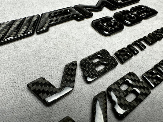 AMG G63 V8 Biturbo full carbon badge emblem for Mercedes G-Wagon W465, premium carbon fiber finish