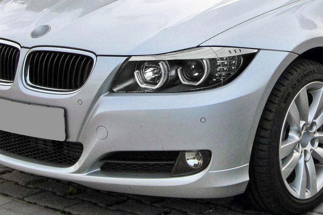Angel Eyes Headlights Black for BMW 3 Series E90 E91 LHD (2005–2008)