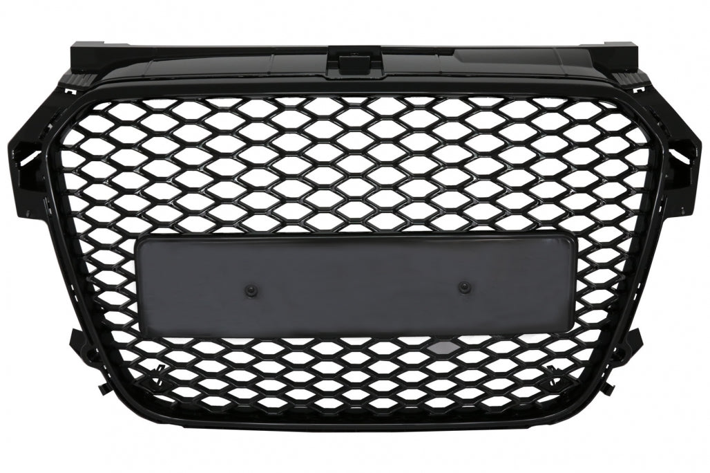 Badgeless Front Grille compatible with Audi A1 8X (2010-2014) RS1 Design Piano Black