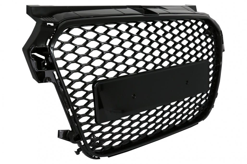 Badgeless Front Grille compatible with Audi A1 8X (2010-2014) RS1 Design Piano Black