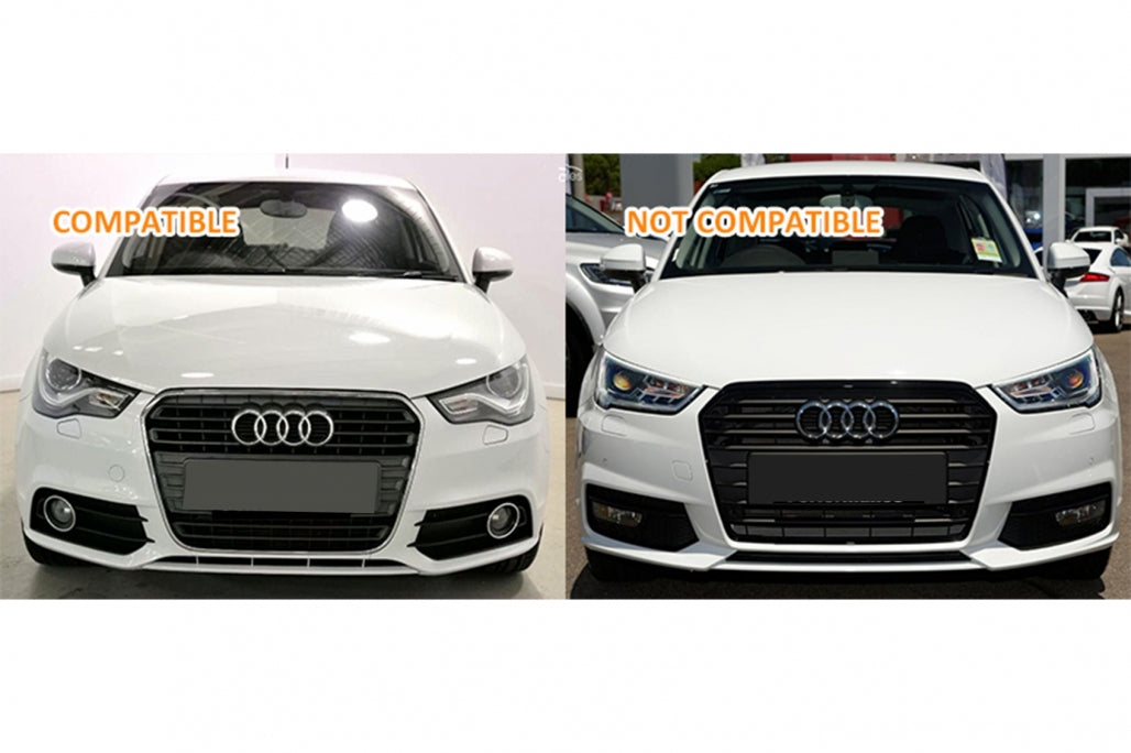 Badgeless Front Grille compatible with Audi A1 8X (2010-2014) RS1 Design Piano Black