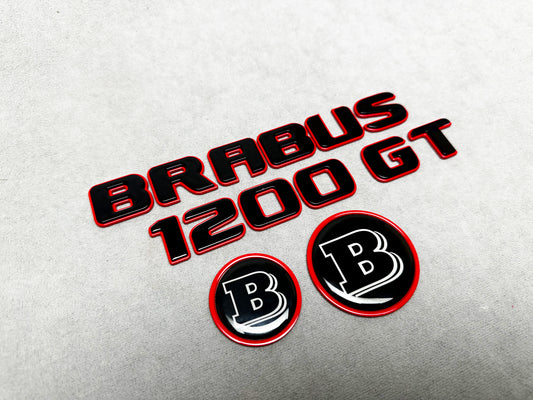 Mercedes GT Brabus 1200 trunk badge in black and red