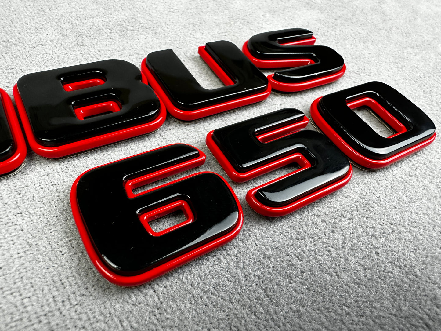 Brabus 650 red with black metal rear trunk emblem badge for Mercedes C-Class W205, premium quality and easy installation