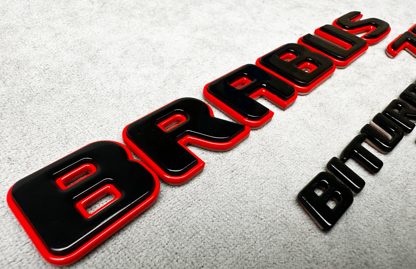 Brabus 700 Biturbo red with black metal rear trunk emblem badge for Mercedes, high-quality design and easy installation