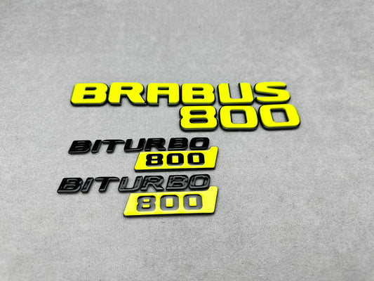 Brabus 800 Biturbo lime green metallic rear trunk emblem badge for Mercedes, sleek design and easy installation