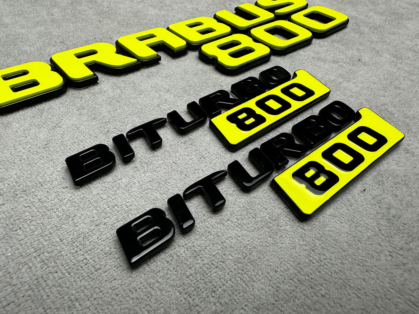 Brabus 800 Biturbo lime green metallic rear trunk emblem badge for Mercedes, sleek design and easy installation