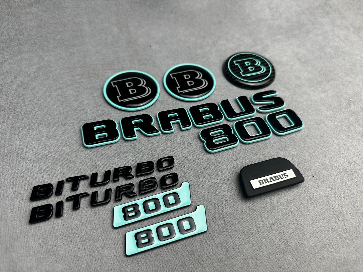 Brabus 800 Biturbo Tiffany Blue Metal Emblem Badge Set for Mercedes GT ā premium quality exterior upgrade