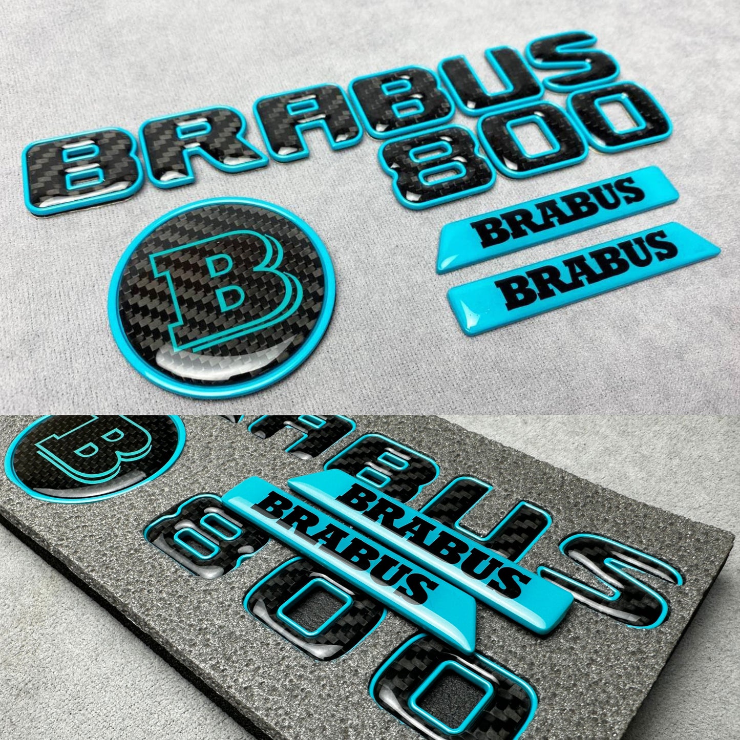 Brabus 800 Blue Metal with Carbon Emblem Badge Set for Mercedes G-Wagon W463A – premium quality exterior upgrade