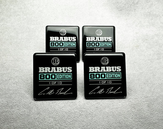High-quality Brabus 800 Edition seat emblems in Tiffany blue with a protective coating