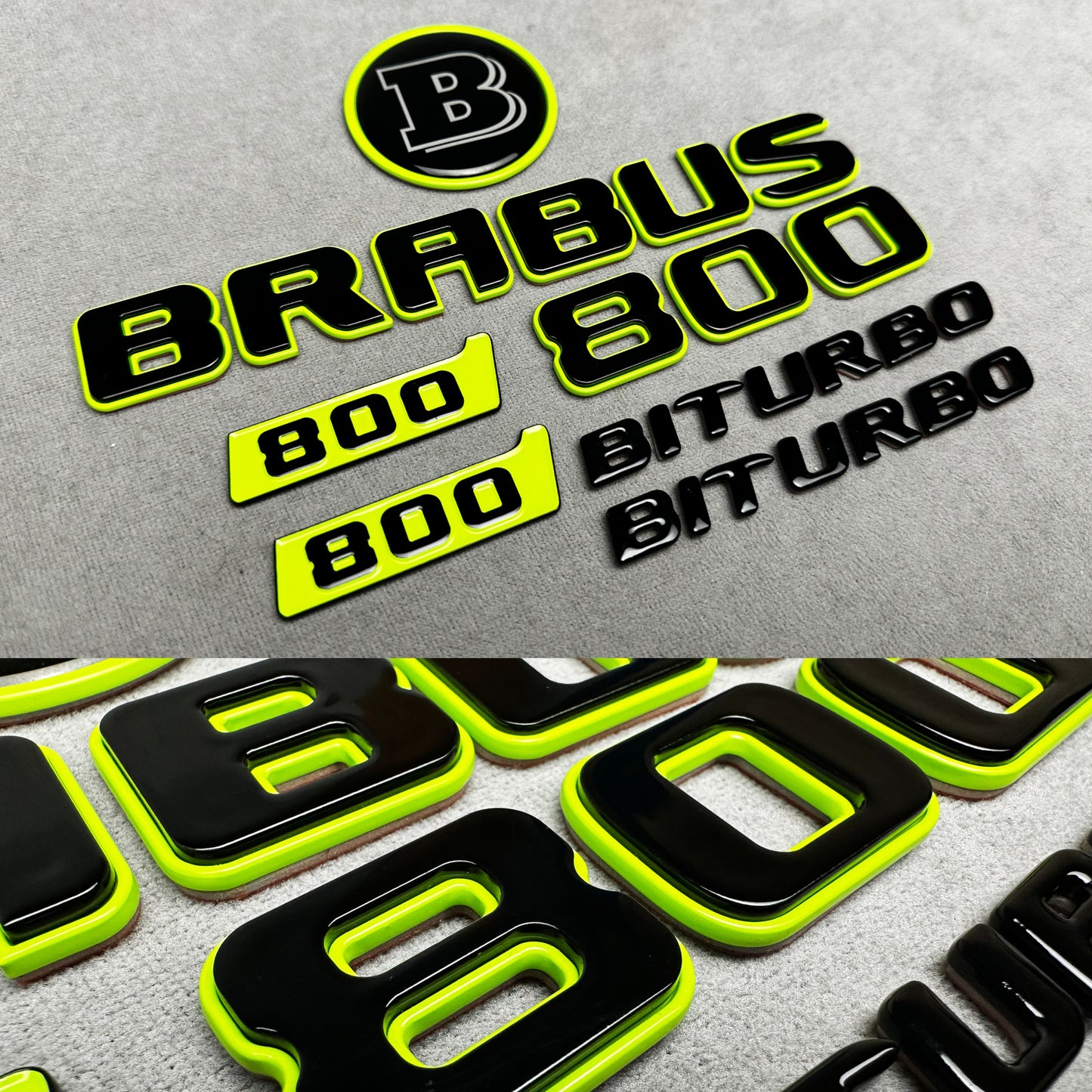 Brabus 800 lime green metal emblems badges set for Mercedes
