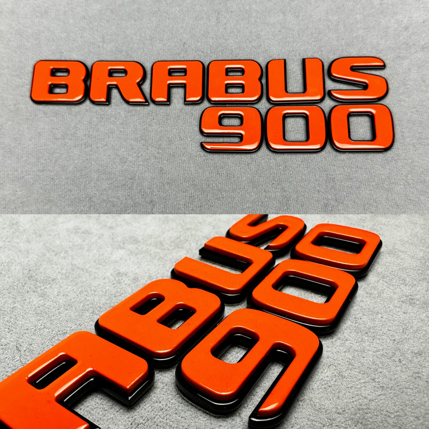 Brabus 900 orange with black emblem badge for Mercedes rear trunk, premium quality, easy installation