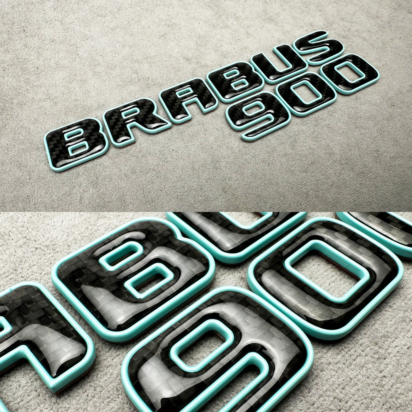 Brabus 900 Tiffany Blue Trunk Emblem Badge – Mercedes Upgrade – Premium metal and carbon fiber badge for Mercedes trunk, featuring a bold Tiffany blue finish