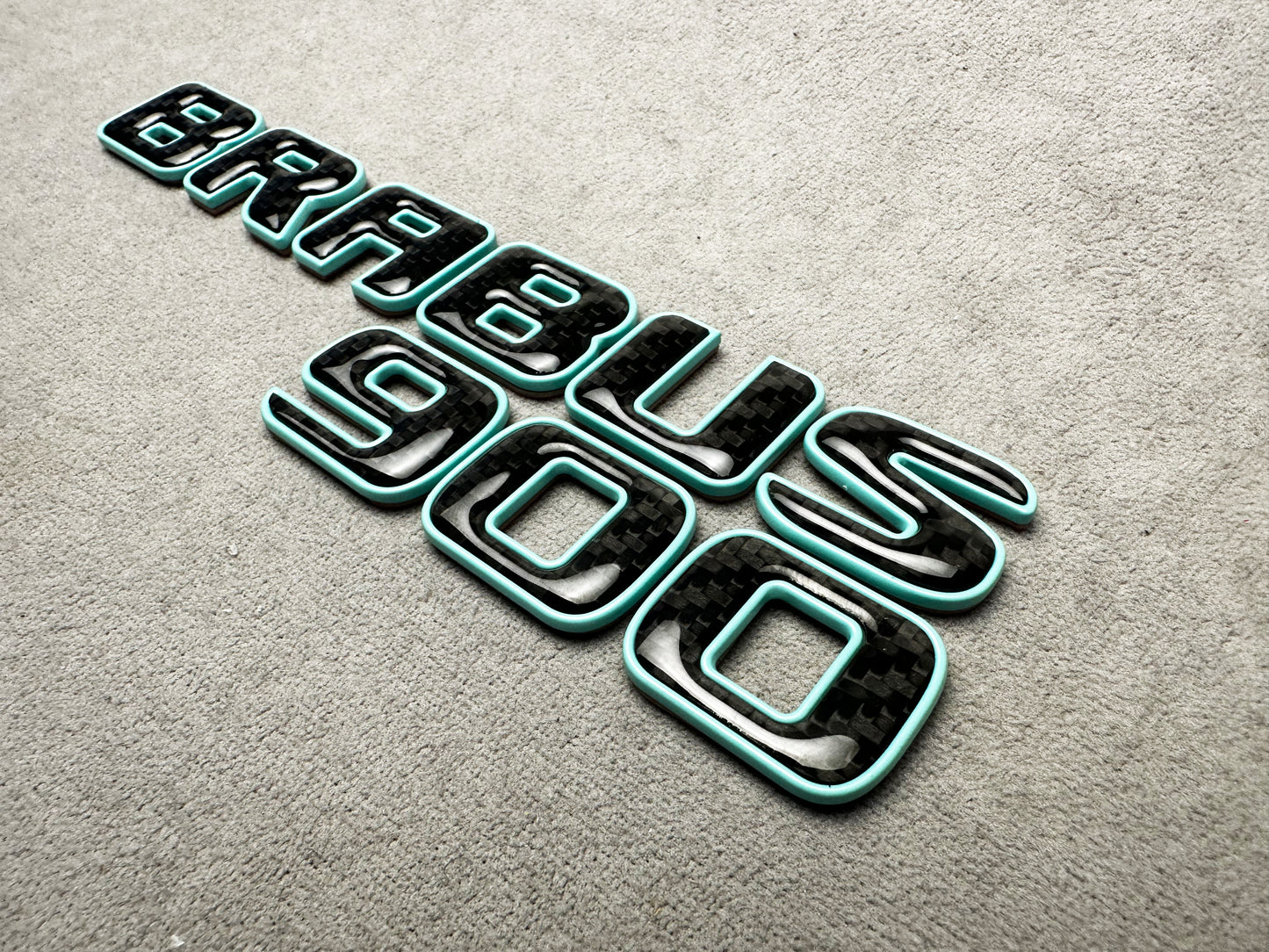 Brabus 900 Tiffany Blue Trunk Emblem Badge – Mercedes Upgrade – Premium metal and carbon fiber badge for Mercedes trunk, featuring a bold Tiffany blue finish