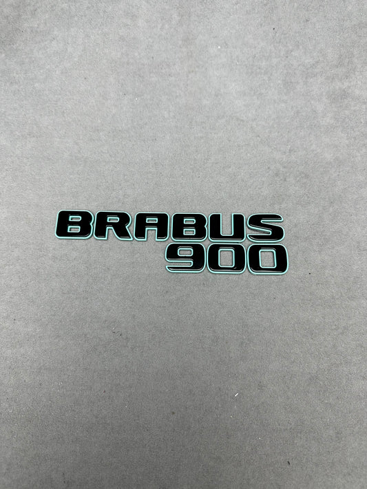 Brabus 900 Tiffany blue metallic emblem badge with black accents for Mercedes rear trunk, premium quality, easy installation