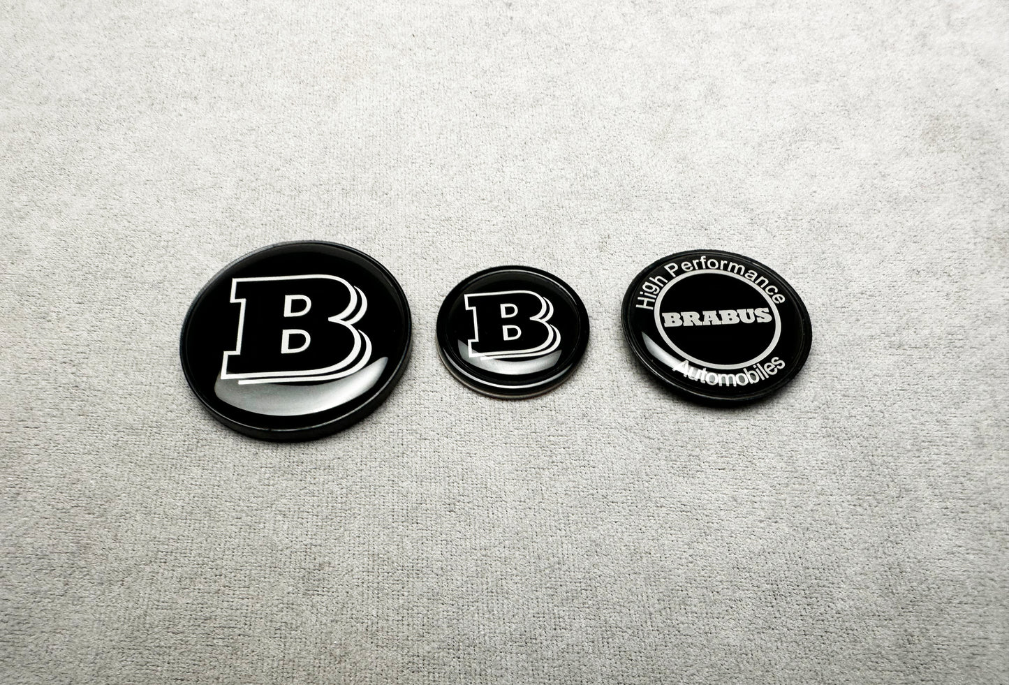 Mercedes W223 AMG Line with Brabus black emblem badge set installed