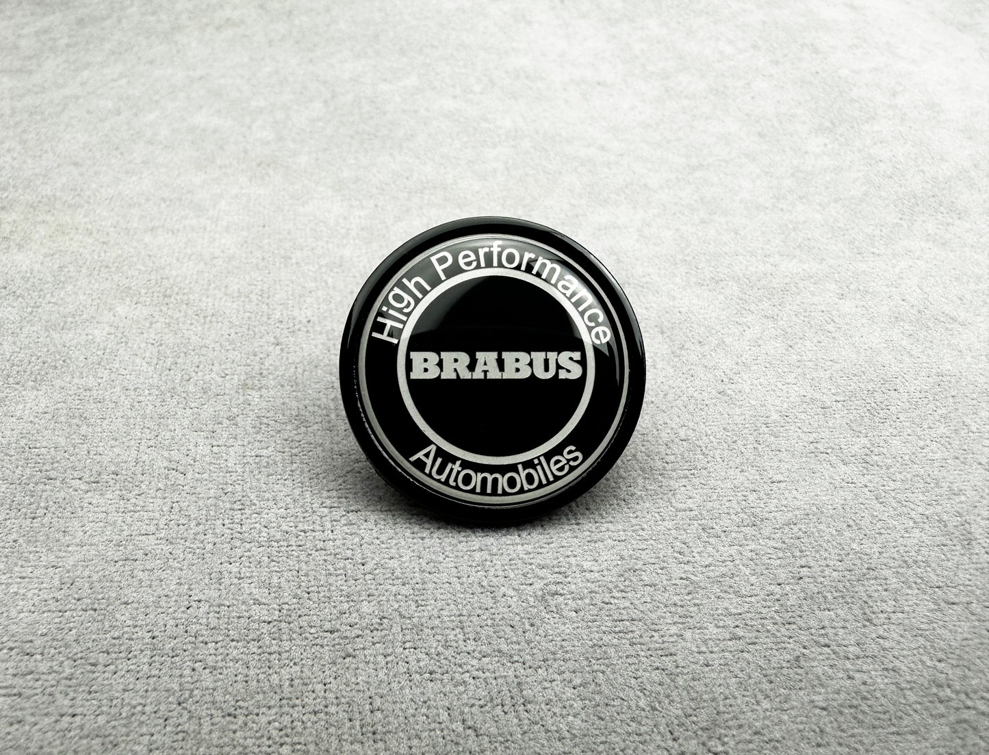 Brabus sleek black high performance emblem installed on Mercedes W223 AMG Line
