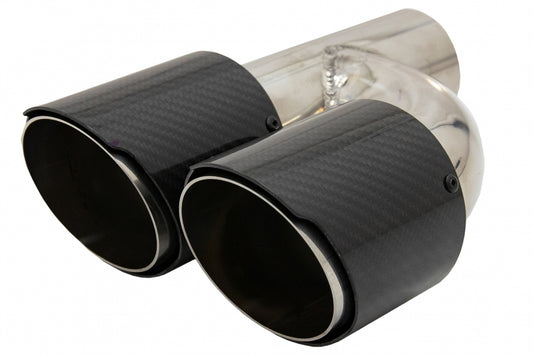 Carbon Fiber Exhaust Muffler Tips polished look, universal fit with 6.3 cm inlet