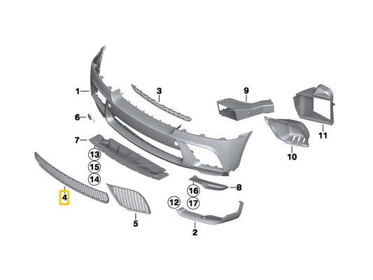 Center Grille Matte Black for BMW X6 E71 Front M Bumper (2008-2014)