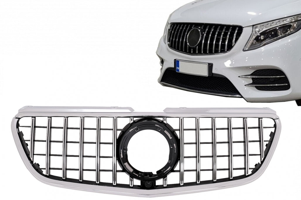 Central Grille GTR Panamericana Design Black Chrome for Mercedes Vito W447 (2020-Up)