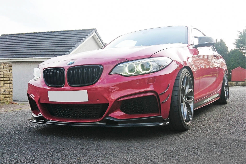 Central Kidney Grilles Double Stripe M Design Piano Black for BMW 2 Series F22 F23 F87 (2014–Up)