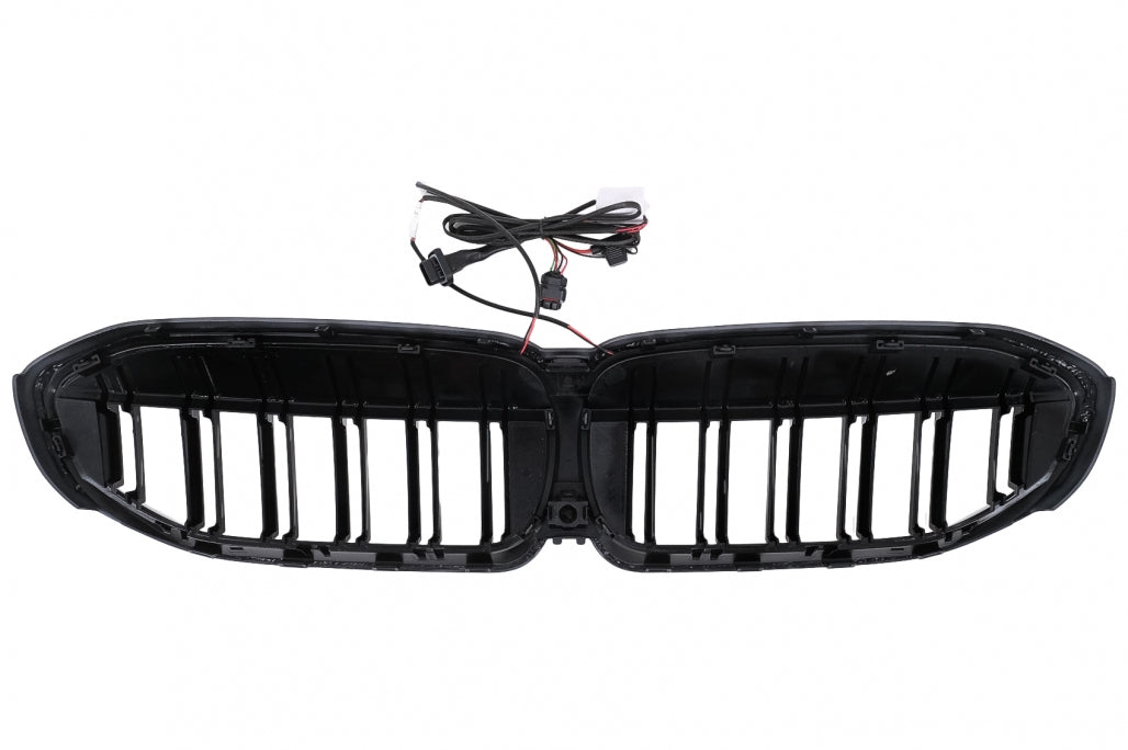 Central Kidney Grilles with LED Piano Black for BMW 3 Series G20 G21 (2019–2022)