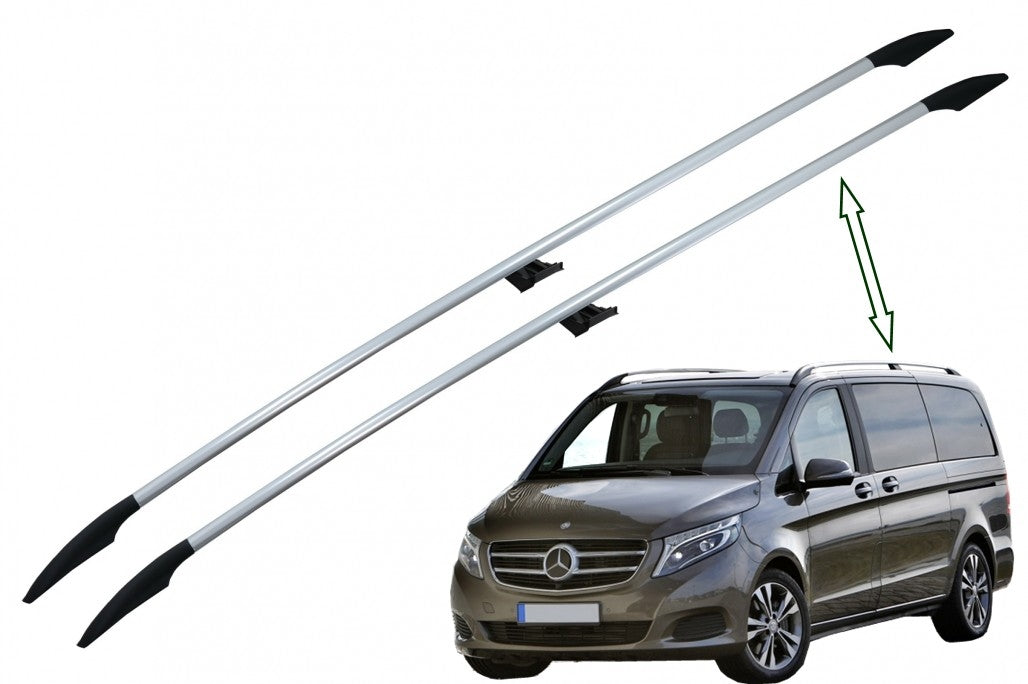 Decorative Roof Rails Matte Aluminium for Mercedes V-Class W447 (2014-Up) Long Wheelbase LWB