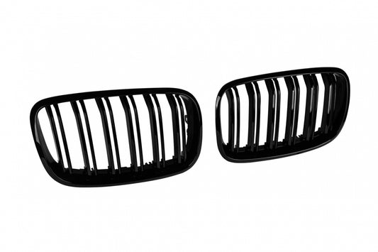 Double Slat Kidney Grilles Black Lacquer for BMW X5 E70 (2007-2013) X6 E71 (2008-2011)