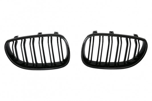 Double Stripe Kidney Grilles Piano Black for BMW 5 Series E60 E61 (2003-2009)