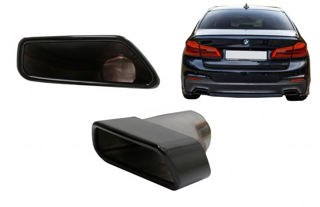 Exhaust Muffler Tips M-Tech Sport Black for BMW 5 Series G30 G31 F10 F11 LCI & 6 Series G32 (2010–Up)