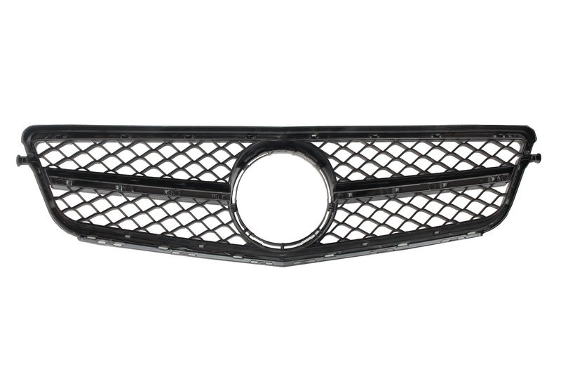 Front Bumper C63 Facelift Look with Single Frame Grille Piano Black for Mercedes C-Class W204 S204 (2007–2015)