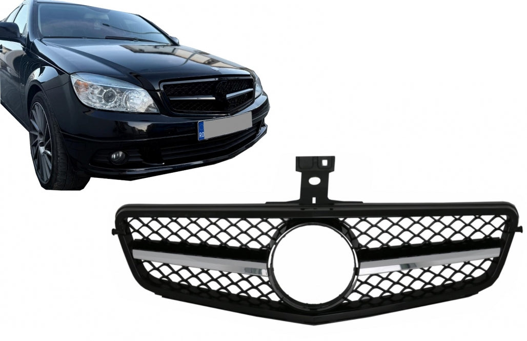 Front Grille C63 Sport Design Piano Black for Mercedes C-Class W204 S204 (2007–2014)