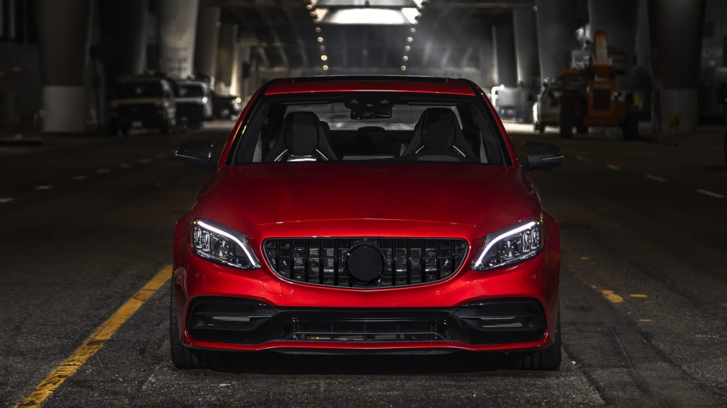 Front Grille GT-R Panamericana All Black for Mercedes C63 W205 S205 C205 A205 Facelift (2018–2020) with 360 Camera