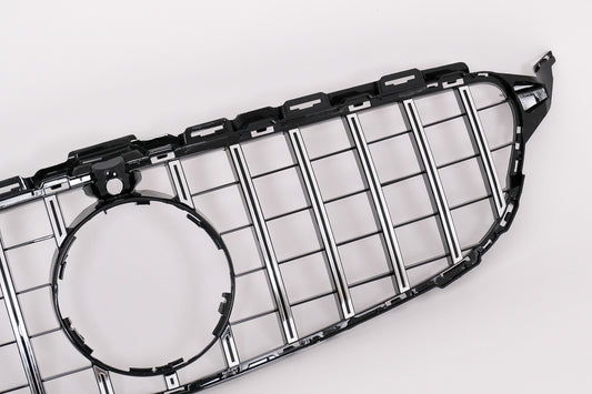 Front Grille GT-R Panamericana Black Chrome for Mercedes C-Class W205 S205 C205 A205 (2014–2018) With 360 Camera