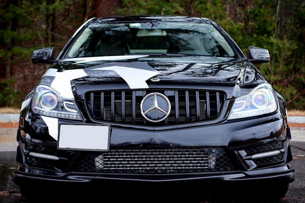 Front Grille GT-R Panamericana Design Piano Black for Mercedes C-Class W204 S204 (2007–2014)
