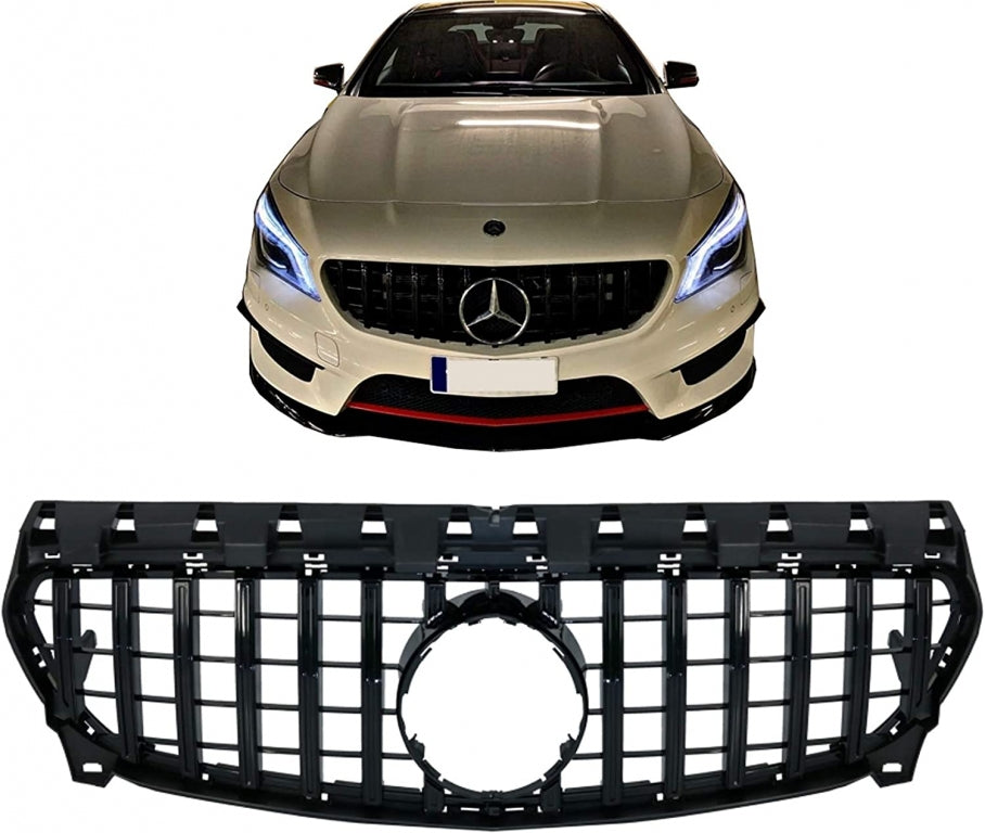 Front Grille Panamericana GT-R Design Full Black for Mercedes CLA C117 X117 W117 Facelift (2016–2018)