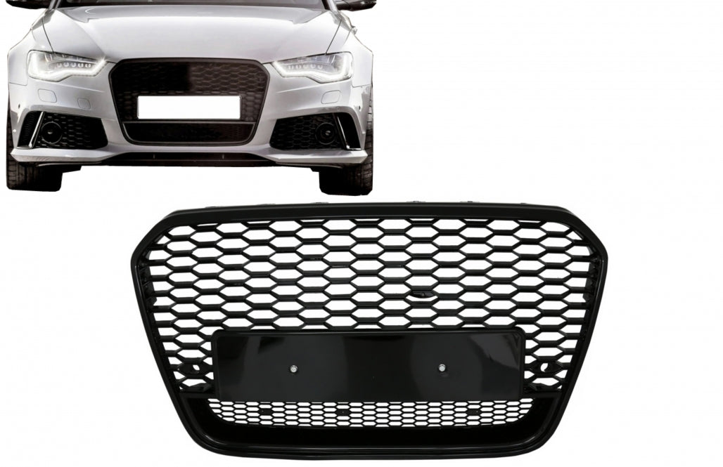 Front Grille RS6 Design Piano Black for Audi A6 C7 4G Pre-Facelift (2011–2014)