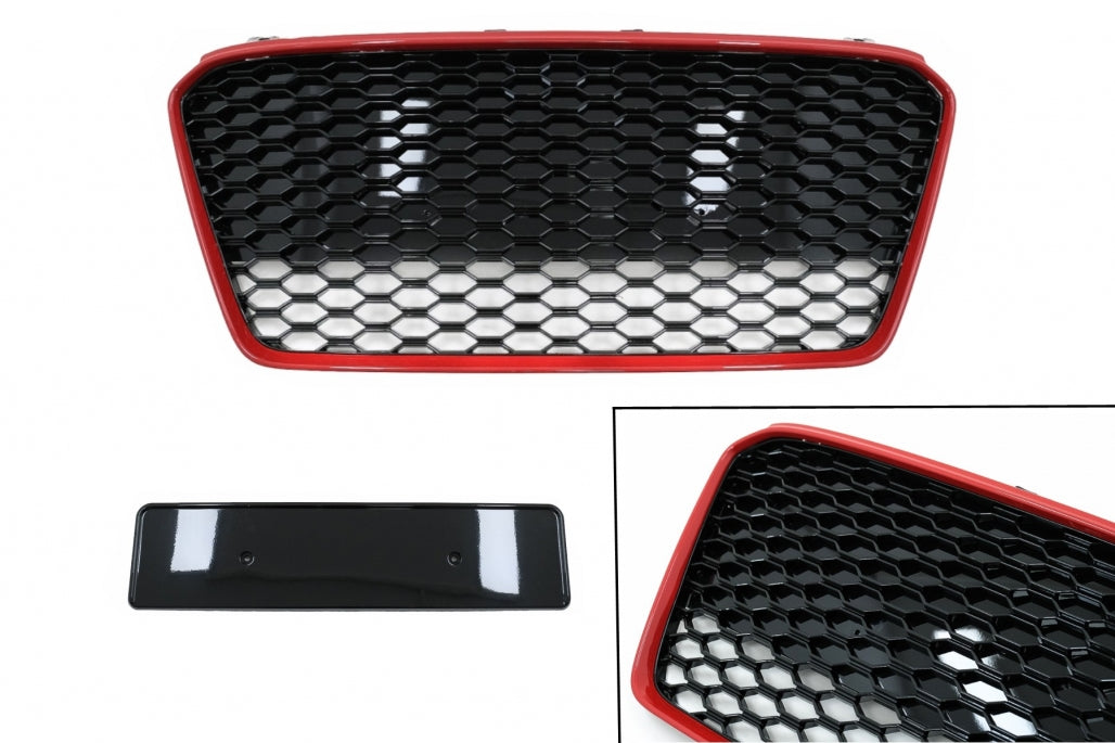 Front Grille RS Design for Audi R8 42 1st Generation Facelift (2013–2015) Glossy Black Red