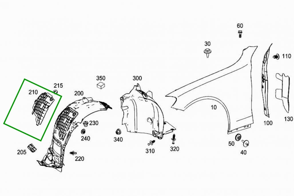 Front Right Fender Liner with Servicing Flap for Mercedes C-Class W205 Sedan (2014–2018)