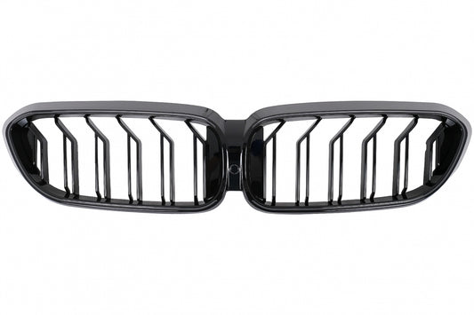 LED Kidney Grilles Double Stripe Piano Black for BMW 5 Series G30 G31 (2017–2019)