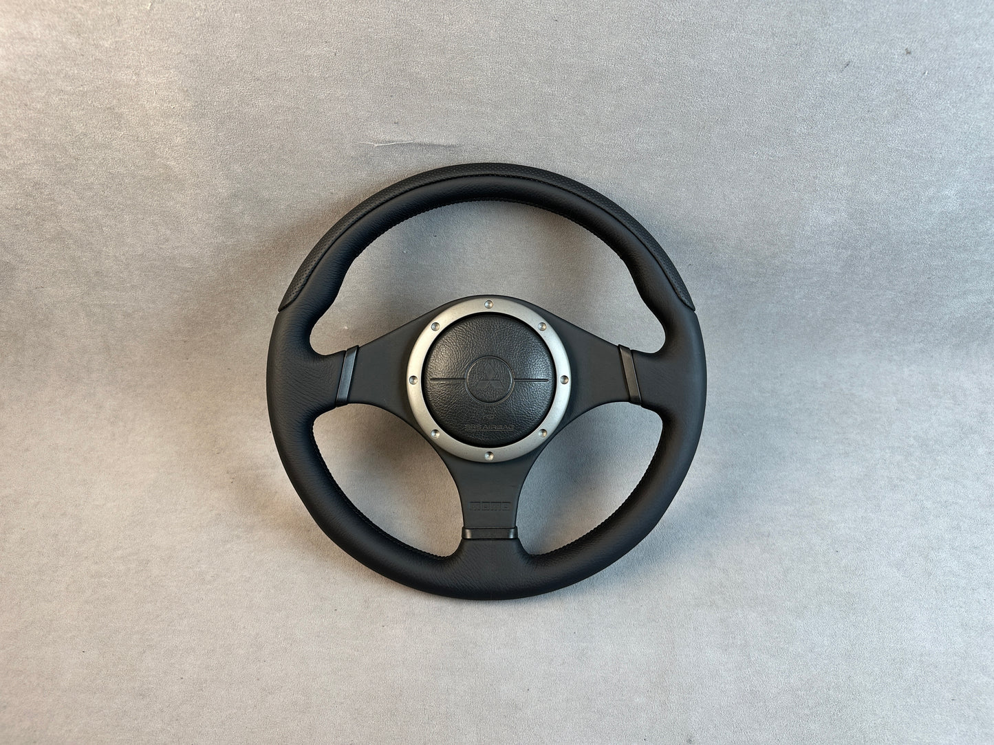 Rear view of steering wheel with airbag connector