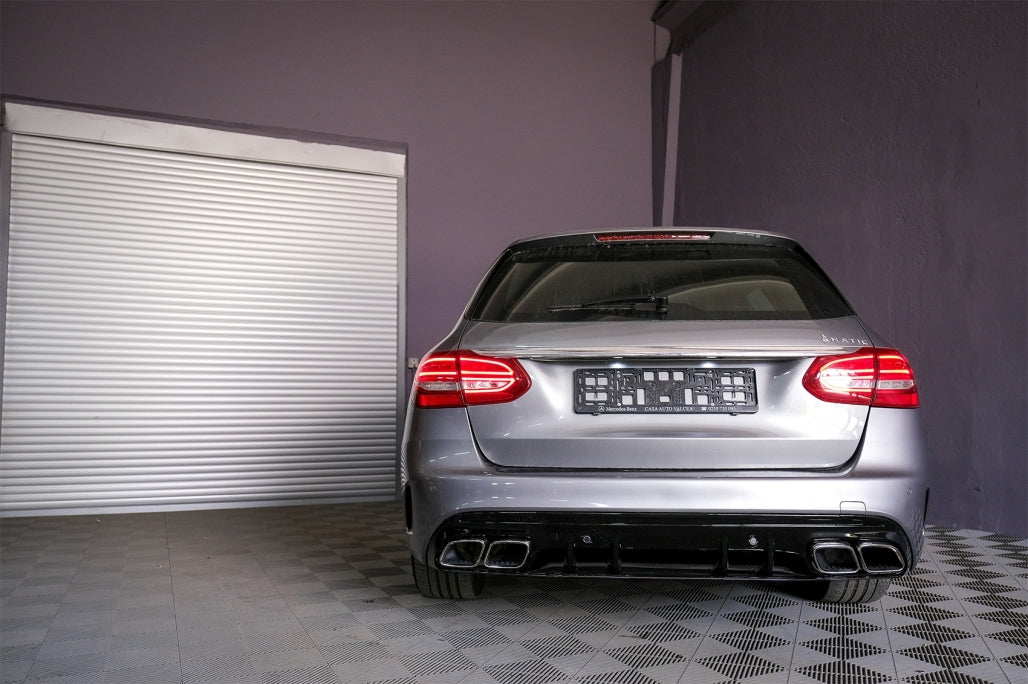 Rear Bumper Diffuser C63S Design with Chrome Tips for Mercedes C-Class W205 S205 Sport Line (2014–2020)