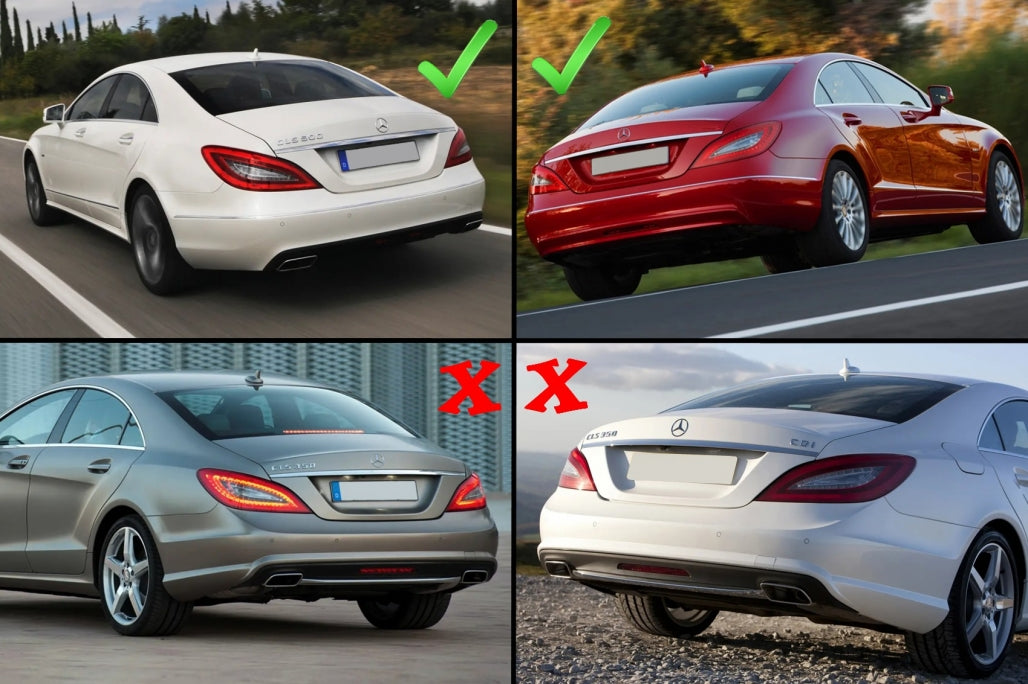 Rear Bumper Diffuser Dual Outlet for Mercedes CLS W218 Standard Bumper (2012–2017)