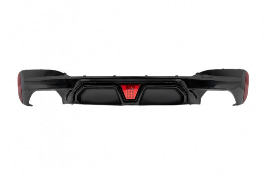 Rear Bumper Diffuser M5 Design with LED Piano Black for BMW 5 Series G30 G31 (2017-2024)