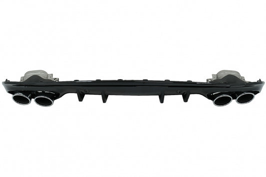 Rear Bumper Diffuser with Chrome Exhaust Tips C43 Design for Mercedes C-Class W205 S205 AMG Line (2014–2020)