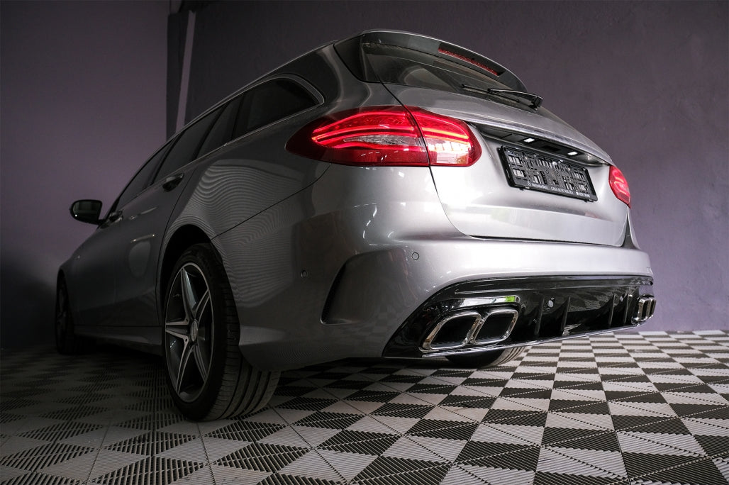 Rear Bumper Diffuser with Exhaust Tips C63S Design for Mercedes C-Class W205 S205 AMG Line (2014–2020)