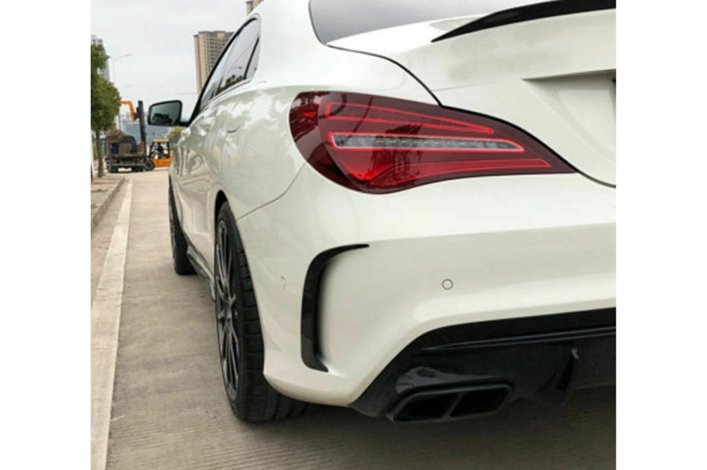 Rear Bumper Side Fins Carbon Look for Mercedes CLA W117 Sport Package (2014–2018)
