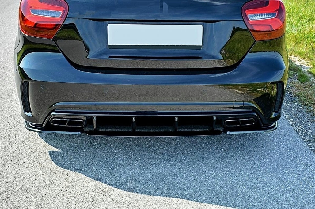 Rear Bumper Side Splitters Fins compatible with Mercedes A-Class W176 Sport Line A45 Hatchback (2012-2018) Piano Black