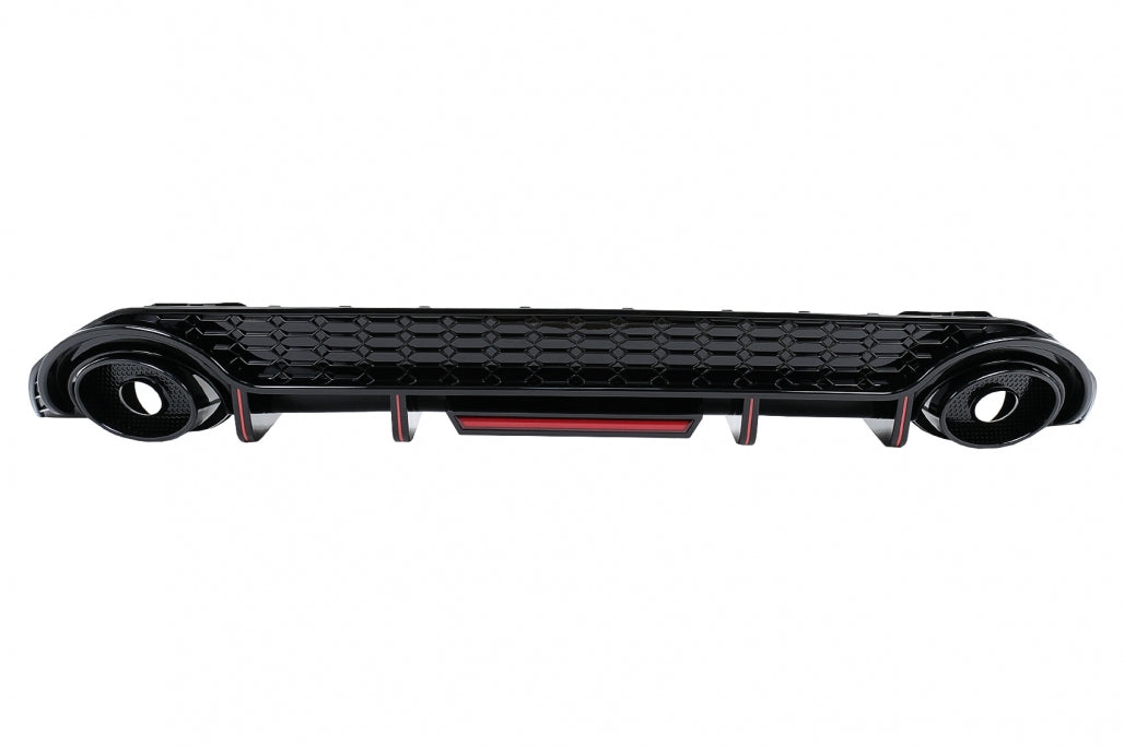 Rear Bumper Valance Diffuser compatible with Audi A3 8Y Hatchback S-Line and S3 2020-up, aggressive sport design with brake light integration.